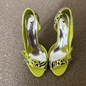 Yellow high heel shoes